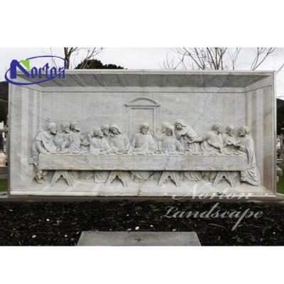 China Modern Indoor Wall Hanging Decoration Stone Carving Low Marble Reliefs The Last Supper Stone Sculpture for sale