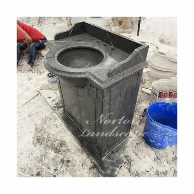 China Wholesale Custom Freestanding Modern Stone Marble Bathroom Basin Sink Black Vanity for sale