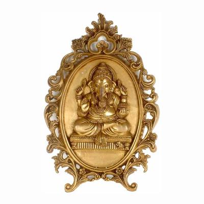 China Brass God Ganesh Wall Decor India Modern Home Gold Metal Statues Hand-carved Bronze Ganesha Statues for sale