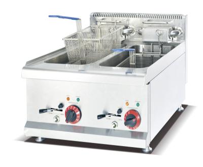 China Hotels Counter Top Commercial Kitchen Equipment Catering Electric 2 Tank Deep Fryer With 2 Basket 14 Liters for sale