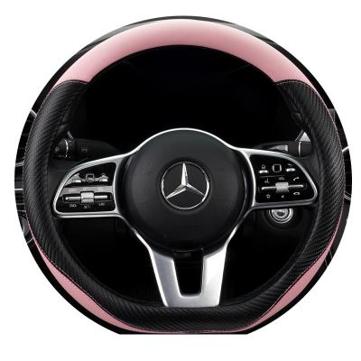 China Car Diamond High Quality Round Wheel Cover D Type Leather Steering Wheel Cover for sale