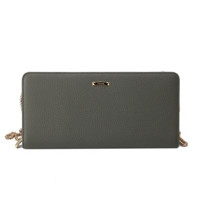 China Stylish Genuine Leather Elegant Clutches Women Pinch With Fashion Metal Strap for sale