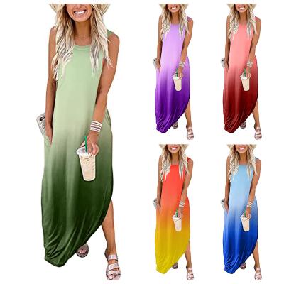 China 2022 washable European and American frontier independent station women's round neck gradient pocket sleeveless ju for sale