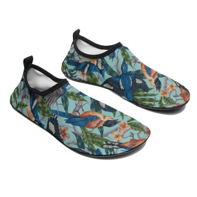 China Custom Printed Wading Shoes Breathable Elastic Fabric Sole Packable Rubber Easy Leisure Printed Shoes SW304 for sale