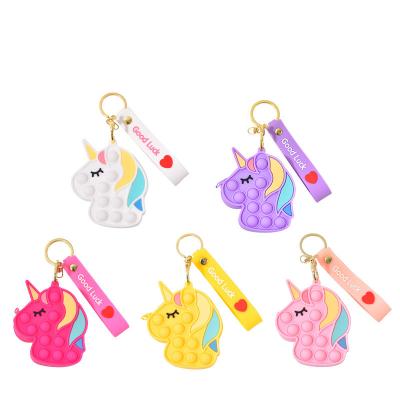 China Funny Educational Toy Crossbody Rainbow Unicorn /Shoulder Pop itting Bag Stir Toy Push Bubble Poppers Sensory, Cute Pop Bubble Itting Purse for Girl for sale