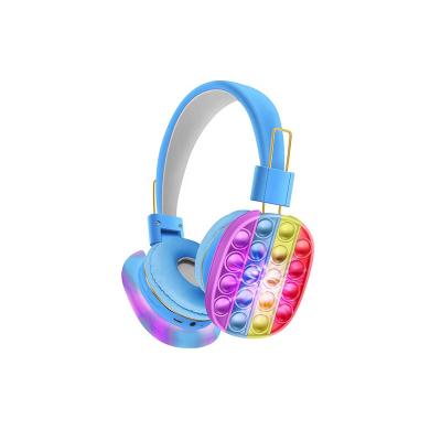 China head-mounted light led headphones silicone light popping sound push bubble fidgety person toy set wireless earphones for girl woman use for sale