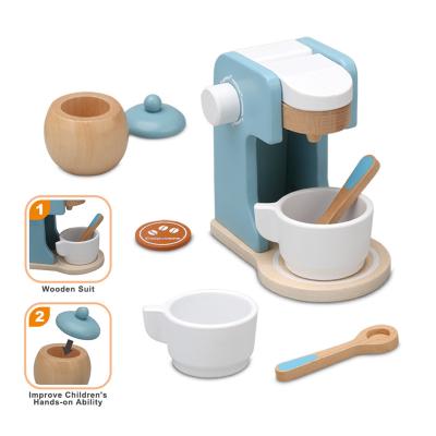 China Preschool Kids Play Set Kids Pretend Wooden Coffee Maker Toy, Playhouse Kitchen Coffee Maker Set, Wooden Play Kitchen Toy for Kids for sale