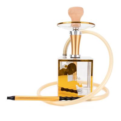 China Acrylic Shisha Tool Square Smoking Hookah With LED Light And Remote Control Shisha Hookah for sale