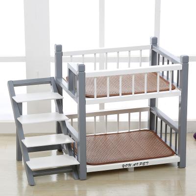 China Hot Selling Single Wooden Pet Double Pet Bed Safe Sturdy Wooden Pet Sleeping And Climbing Bed for sale