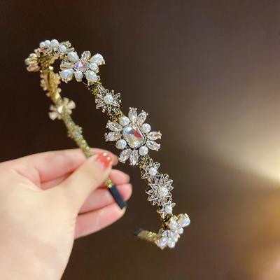 China 2020 Vintage Women Hair Accessories Hot Selling Crystal Flower Hair Band Vintage Headband for sale