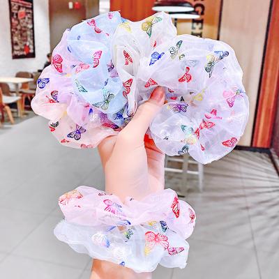 China Wholesales Cute Fashion Women Hair Accessories Transparent Butterfly Organza Hair Scrunchies for sale