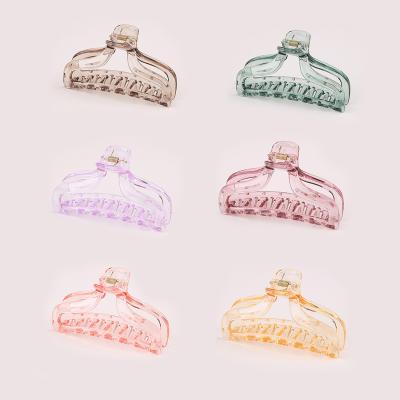 China 9.5CM single hair clips claw hair hold clamp large size clear acrylic plastic strong soft grab for girls for sale