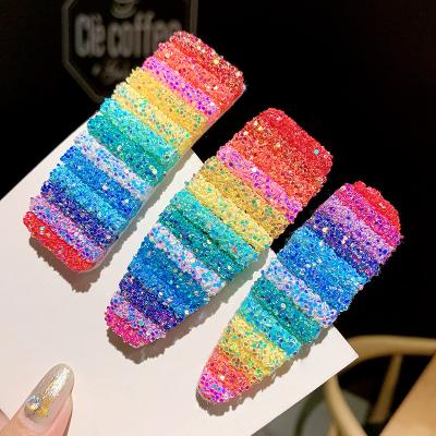 China 2020 Fashion Girls Rainbow Hair Accessories Cute Sequins Colorful Hair Clips For Girls for sale