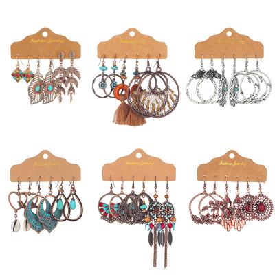 China 2020 Fashion Women's Jewelry Vintage Tassel Earrings Set Bohemian Handmade Bohemian Earrings Drop Earrings Set for sale