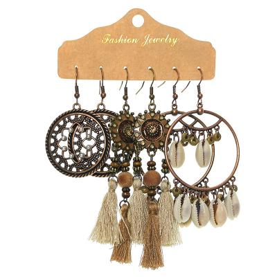 China 2020 Fashion Women's Jewelry Vintage Tassel Earrings Set Bohemian Handmade Bohemian Earrings Drop Earrings Set for sale