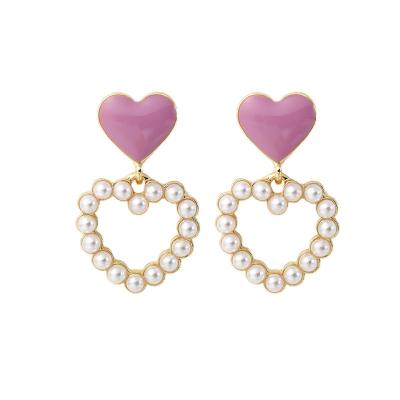 China Wholesale Fashion Cute Earrings Women Jewelry Sweet Heart Earrings Bead Earrings for sale