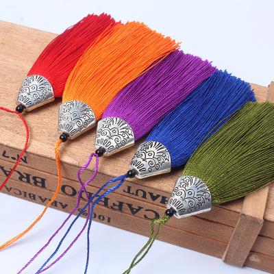 China Handmade Cell Phone 8cm Tassel With Metal Cap for sale