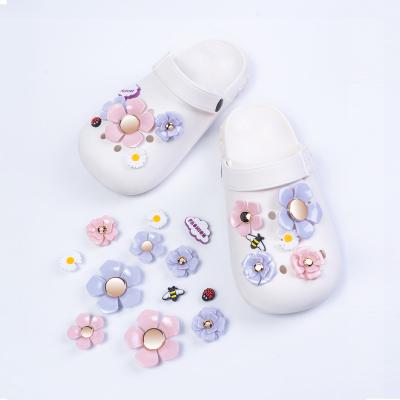 China Durable Hot Sale DIY Croc Charms Flower Shoe Charms Buckles Cute Shoe Flower Accessory For Clog Shoes Decoration for sale