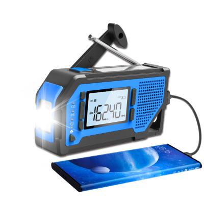 China Disaster Prevention Hand Crank Power Bank Dynamo Emergency Light PORTABLE Camping Rise Solar Radio for sale