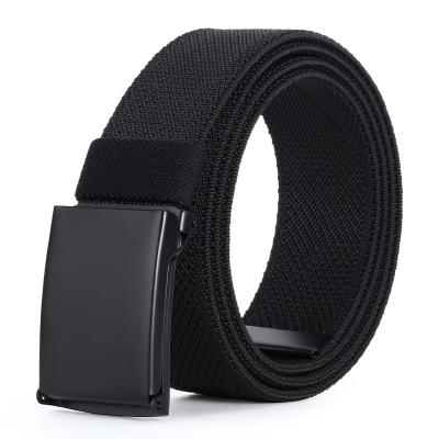 China High Strength Cut To Fit Solid Black Military Buckle Nylon Web Belt Adjustable Belt Over Flip for sale