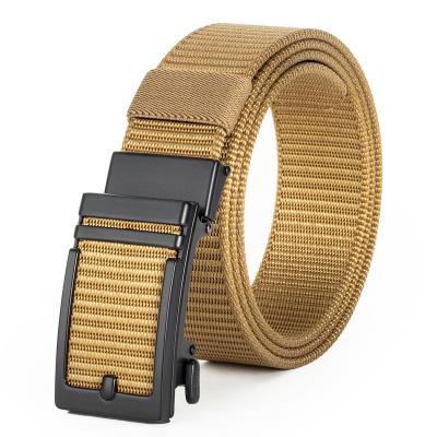 China Leisure/work/outdoor sports ratchet belt for men, nylon web tactical gun belt with automatic slide buckle for sale