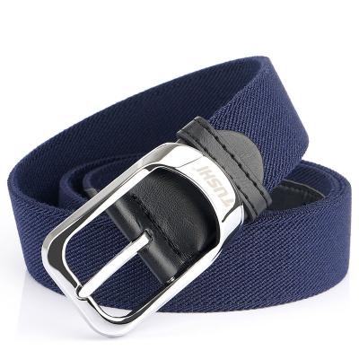 China Tushi Canvas Belt Men's and Women's Woven Elastic Pin Buckle Canvas Belt Young Students Woven Canvas Belt for sale