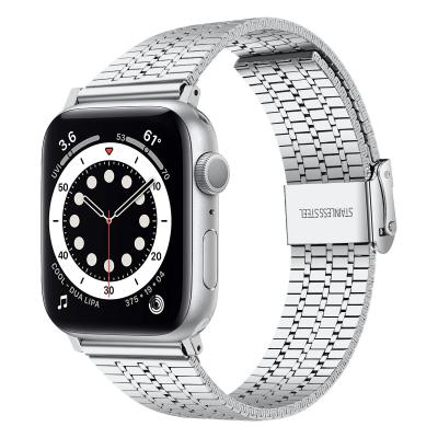 China Stainless Steel Fish Scale Quickly Adjust Length Buckle Stainless Steel Watch Band To Apple 45mm Series 41mm for sale