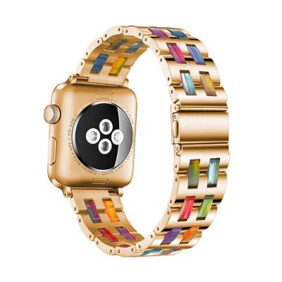 China Fashion\Luxury Popular Dress Resin Lucury Stainless Steel Chain IWatch Band For Apple Watch Series 6 5 for sale