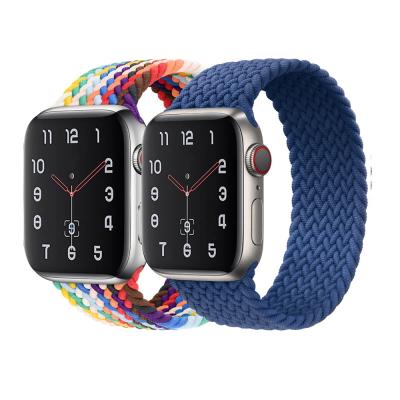 China Fabric Elastic Nylon Watch Band Braided Stretch Nylon Watchband For Apple Watch Series for sale