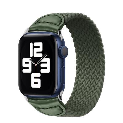 China Leather Woven Fabric Loop Strap Nylon Braided Solo Band For Apple 45mm iWatch 41mm for sale