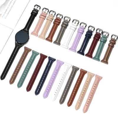 China Designer Customized Luxury Slimming Genuine Leather 20mm 22mm Watch Band Straps For Samsung Galaxy Watch4 for sale