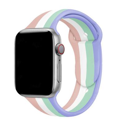 China Colorful Rubber Smart Watch Bands Straps Silicone Watch Band For Apple Series 7 6 5 4 3 for sale