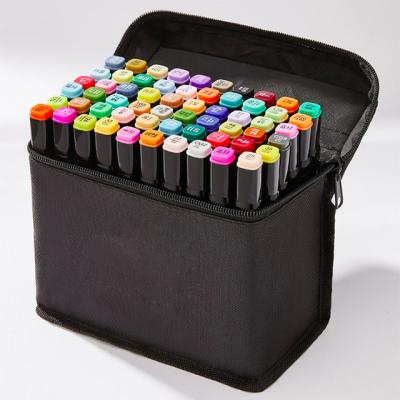 China Hot Sales Multicolor 60 Colors Double Tip Drawing Watercolor Brush Black Color Barrel Marker Pen Highlighter for sale