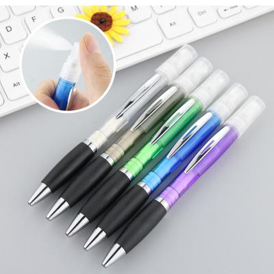 China 3ml Mini Plastic Metal Pen Holder Alcohol Hand Bottle Spray Promotional Pen 3 With Write Function for sale