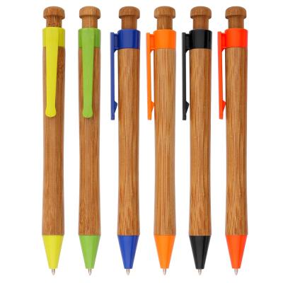 China Promotional Pen Ball Pen Bamboo Plastic Hot Pen With 6 Color With Bamboo Material for sale