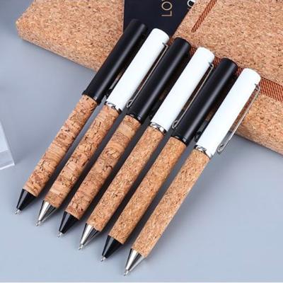 China office & Pen Custom Logo School Student Eco Metal Cork Pen Biodegradable Ballpoint Pen for sale