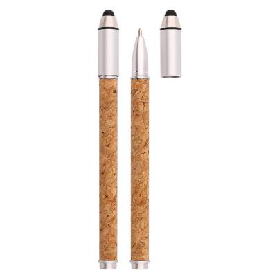 China Pen Popular Promotional Eco-friendly Cork Pen Body Cap Ballpoint Pen , Touch Screen Pen Head for sale