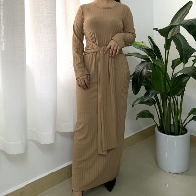 China Casual Abaya Plus-Size Knit Dress Muslim Abaya Solid Color Prayer Dress Women Joint Dress for sale