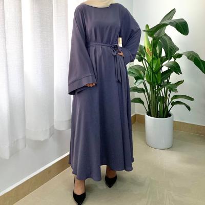 China Middle East Muslim Women's Dress Dubai Abaya Color Headscarf Turkish Long Dress Simple Sheer Casual Big Long Dress for sale