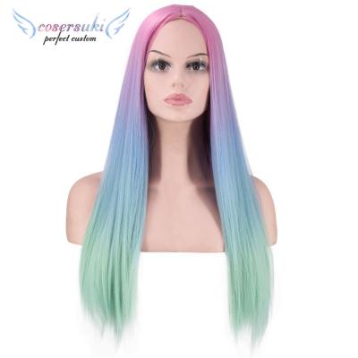 China European and American best-selling synthetic straight hair wigs foreign trade wigs long fashion wigs half-stained cosplay wig for sale