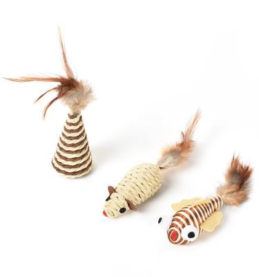 China Cat Stick Three-Piece Suit Simulation Mouse Fish Viable Pet Toy for sale