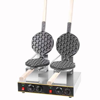 China Adjustable Thermostat Double head Bubble Waffle Maker for Egg Puff and Hong Kong Waffles Professional Electric Nonstick Bubble Waffle Iron for sale