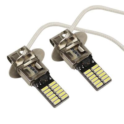 China Front And Rear Fog Light Car Lights H3 Led 4014 24SMD Front Fog Light H3 24 Led Headlight Bulb for sale