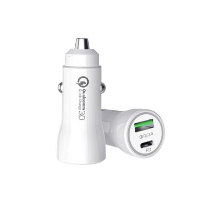 China High Quality Dual USB+PD Dual Port Electric Car Charger OEM QC3.0 Dual Port Car Charger For Mobile Phone for sale