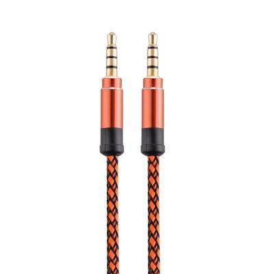 China Mobile phone colorful nylon braided 3.5mm earphone audio extension cable with metal plug audio aux cable for sale