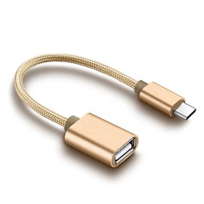 China MP3/MP4 Player Mini Charging Data Cable Type C to USB OTG USB Extension Bus Cable Nylon Braided Adapter for sale