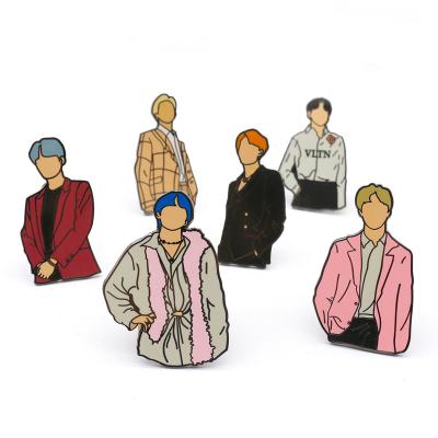 China hard enamel members boys army america metal enamel pin-kpop bangtan badge pin lapel pins custom stock ready korea bangtan for sale