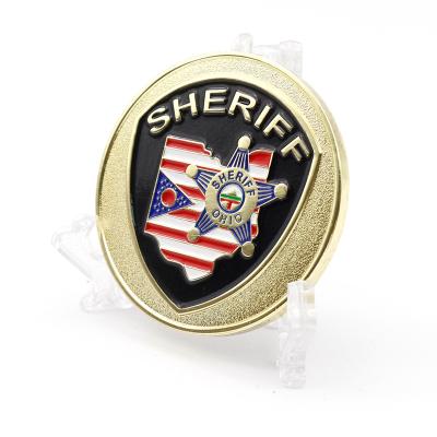 China China High Quality Personalized Custom Made Metal Embossed 3d Effect Enamel Logo Secret Service Bureau Star Challenge Coin Sheriff for sale