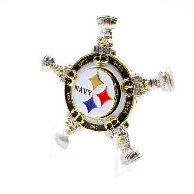 China China Custom Metal Charm Zinc Alloy Rotating 3d To Enamel Navy Military Pride Challenge Souvenir Logo Anchor Navy Chief Coin for sale