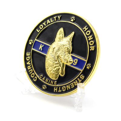 China China High Quality Custom Metal 3d Enamel Gold Plating Security Office Dog K9 Challenge Zinc Alloy Soft Coin For Souvenir for sale